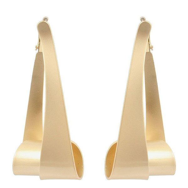 Exaggerated Screw Design Golden Color Alloy Drop Earrings