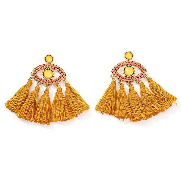 Fashion Ethnic Style Women Unique Lucky Eye Tassel Earrings