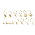 Fashion Summer Ocean Element Starfish Shell Design 7pairs/set Drop Earrings