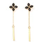 Women Simple Clover Design Alloy Chain Tassel Drop Earrings