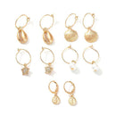 5pairs/set Fashion Summer Shell Design Exquisite Alloy Earrings