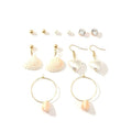 Simple Shell Irregular Pearl Decor Exquisite Women Alloy Earrings Set