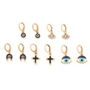 Creative Women 5pairs/set Unique Enameled Evil Eye Design Alloy Earrings