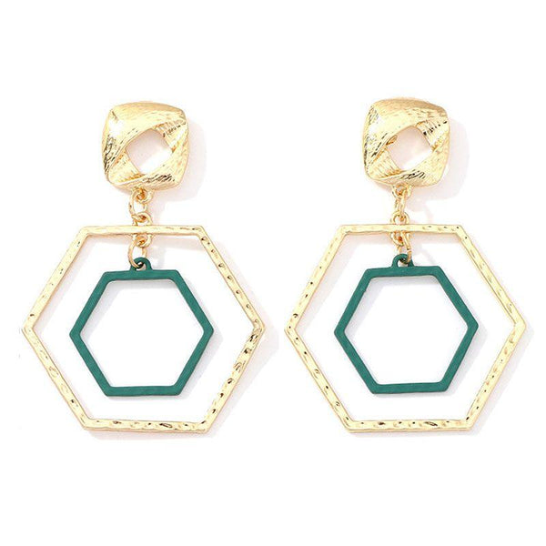 Fashion Multilayer Hollow Geometric Shape Alloy Drop Earrings