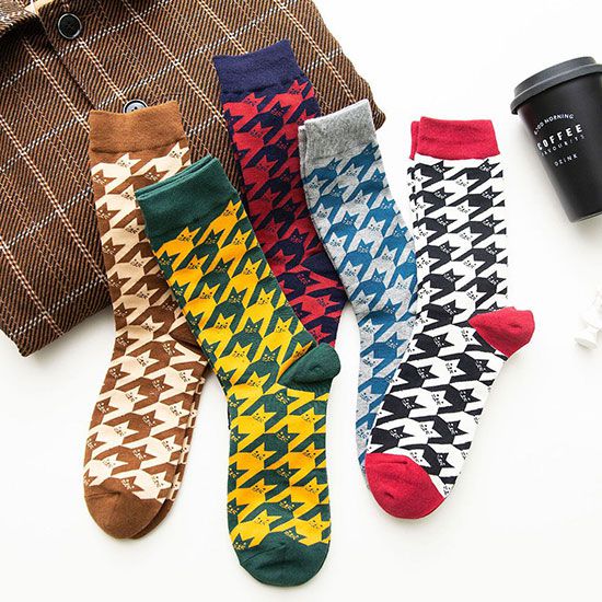 10 Pairs Set Men Fashion Print Casual Socks