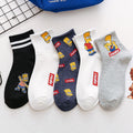 10 Pairs Set Men Cartoon Print Cotton Soft Socks