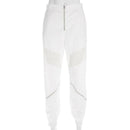 Women Cool Street Style Plain Color Mesh Patchwork Zipper Pattern Jogger Pants