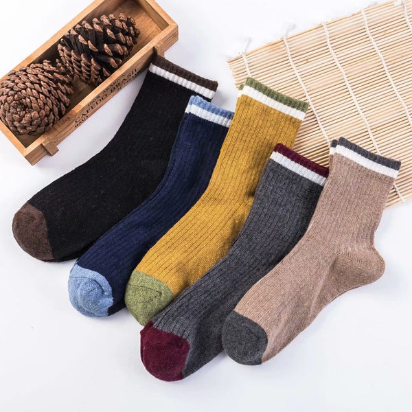 10 Pairs Set Men Color Blocking Warm Long Socks