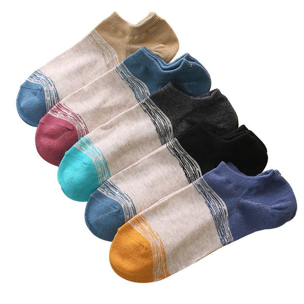 10 Pairs Set Simple Style Men Cotton Color Blocking Ankle Socks