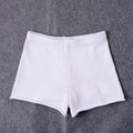 Plain Color Rib-knit Raw Hem Pattern Women Stretchy Shorts