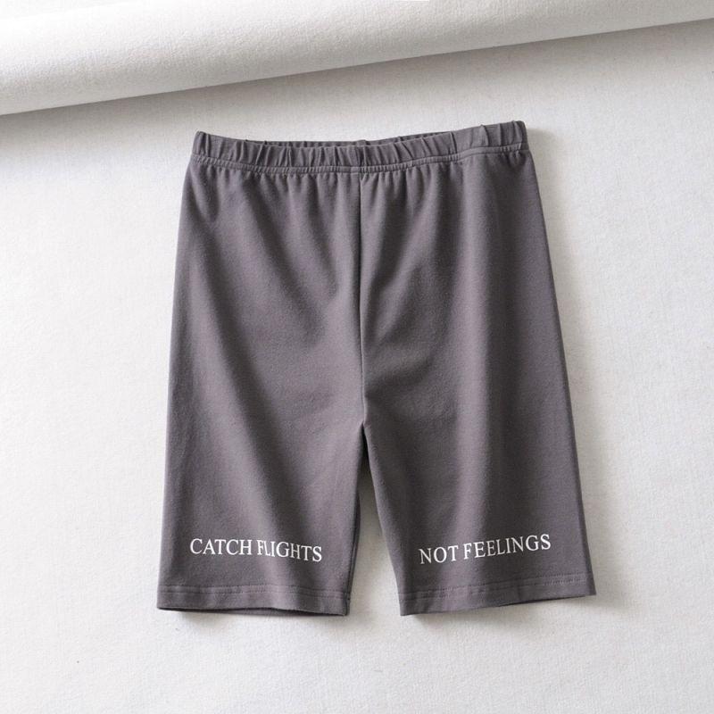 Simple Letter Print Medium Length Women Sporty Leggings Shorts