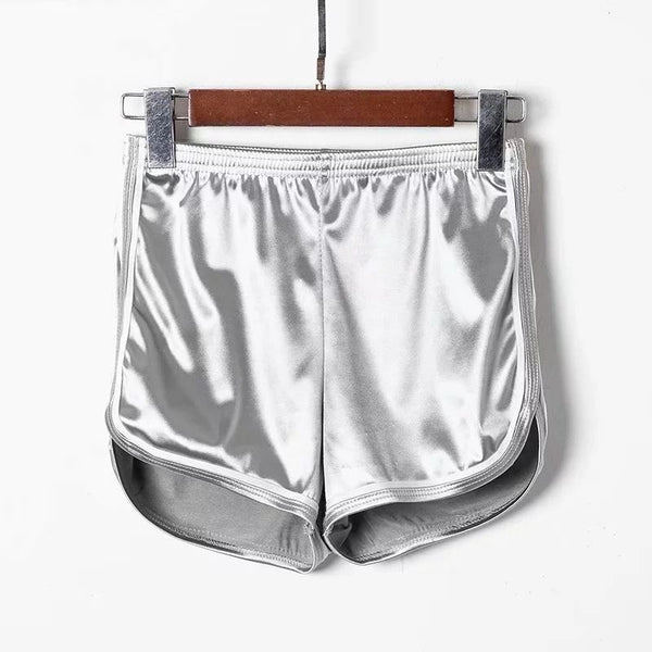 Casual Loose Pattern Women Shiny Fabric Sporty Shorts