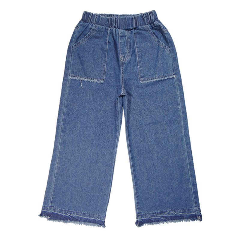 Casual Girls Pocket Design Loose Denim Pants