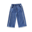 Fashion Girls Side Patchwork Loose Denim Cropped Pants