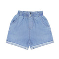 Girls Patchwork Elastic Waist Denim Shorts