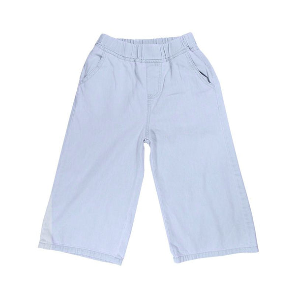 Girls Cotton Light Blue Loose Cropped Jeans