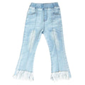 Girls Plain Tassel Design Slim Fit Denim Jeans