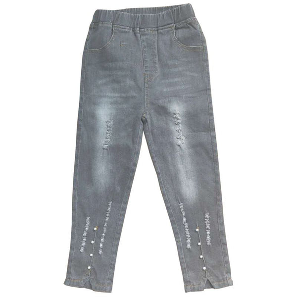 Hot Sale Girls Ripped Design Slim Fit Faded Denim Jeans