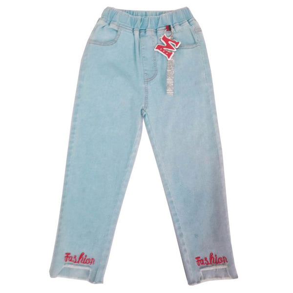 Girls Fashion Letter Embroidered Denim Jeans