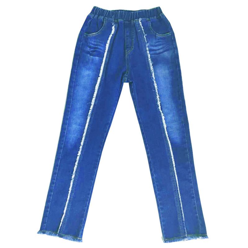 Girls Patchwork Design Straight Denim Jeans