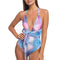 Gradient Color Leopard Print Back Crossing Strap One-piece Swimsuit