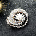 Exquisite Crystal Flower Pattern Pearl Decor Women Brooch