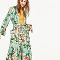 New Arrival Long-length Floral Print Autumn Casual Cardigan Coat