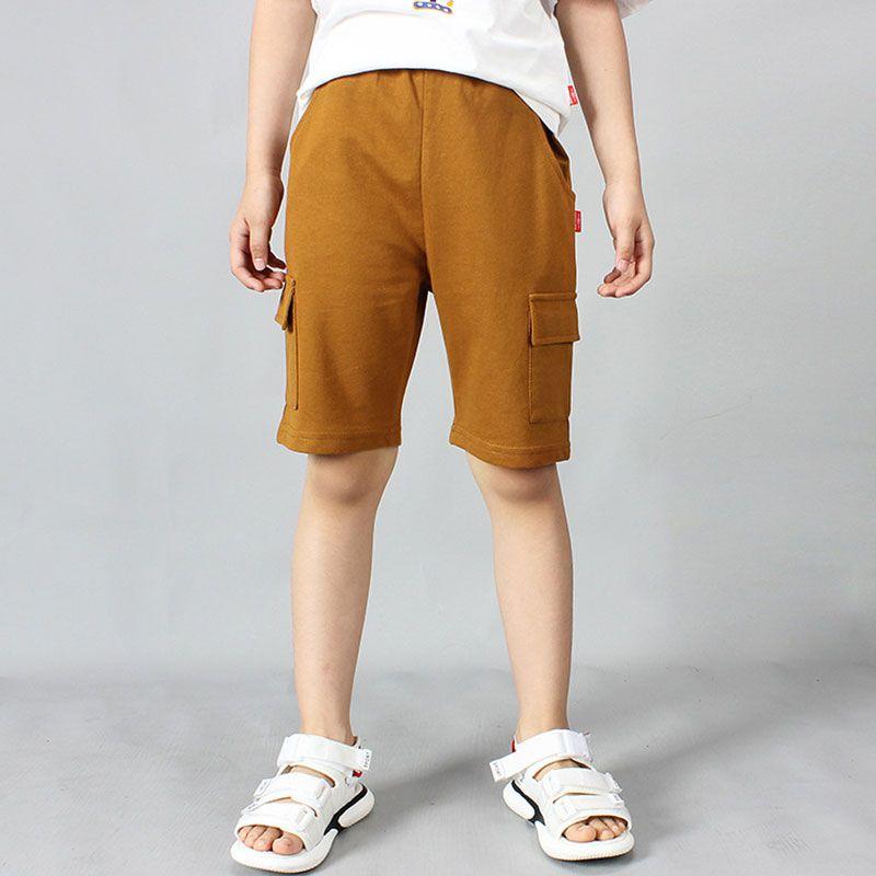 Boys Junior Pure Color Side Pocket Design Shorts