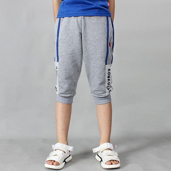 Boys Junior Letter Print Slim Fit Outdoor Cropped Trousers