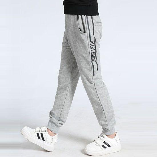 Boys Junior Side Stripes Print Slim Fit Sport Pants