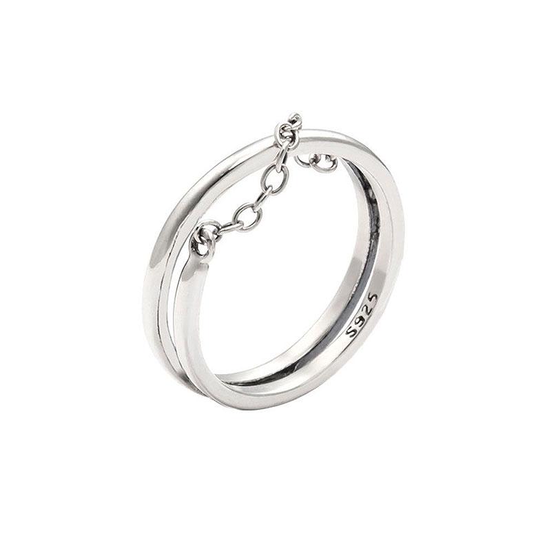 Creative Simple Chain Decor Women Fashion Silver Ring