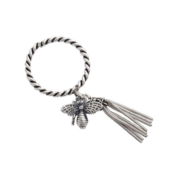 Fashion Sterling Silver Jewelry Vintage Bee Tassel Decor Twisted Ring