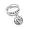 Double Layer Pattern Women Vintage Coin Decor 925 Silver Ring