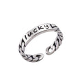 Fashion Women Vintage Pattern Letters Carved Design Silver Ring