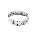 Fashion Simple Star Smiling Face Carved Design Adjustable Silver Ring