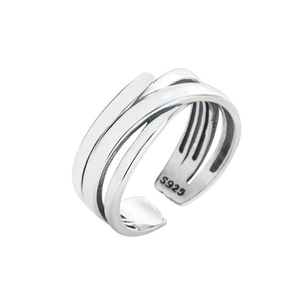 Irregular Vintage Pattern Multilayer Women Leisure 925 Silver Ring
