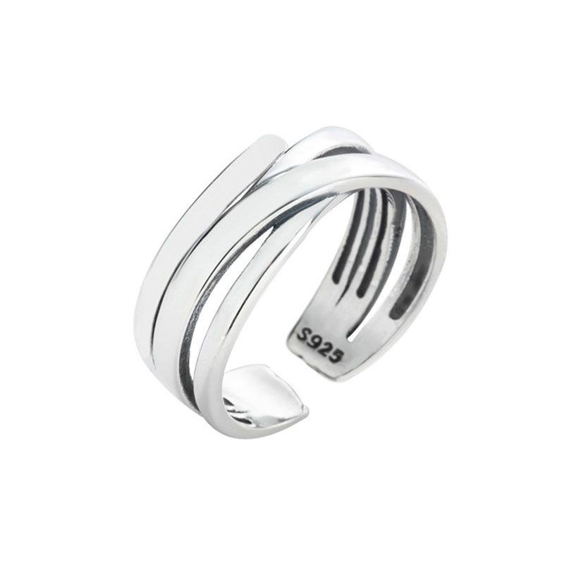 Irregular Vintage Pattern Multilayer Women Leisure 925 Silver Ring