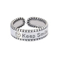 Fashion Unique Smiling Face Carving Letter Pattern 925 Silver Ring