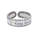 Fashion Unique Smiling Face Carving Letter Pattern 925 Silver Ring