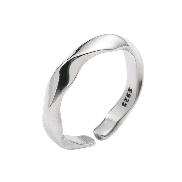 Simple Uneven Surface Twisted Design Women Leisure 925 Silver Ring