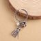 Creative Vintage Style Women Carving Braided Pattern Natural Pearl Tassel Silver Ring