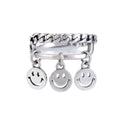 Creative Carving Smiling Face Design Women Vintage Sterling Silver Ring