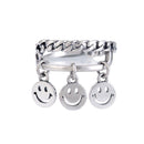 Creative Carving Smiling Face Design Women Vintage Sterling Silver Ring