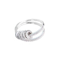 Fashion Double Lines Design Women Exquisite Zircon Flexible Brass Ring
