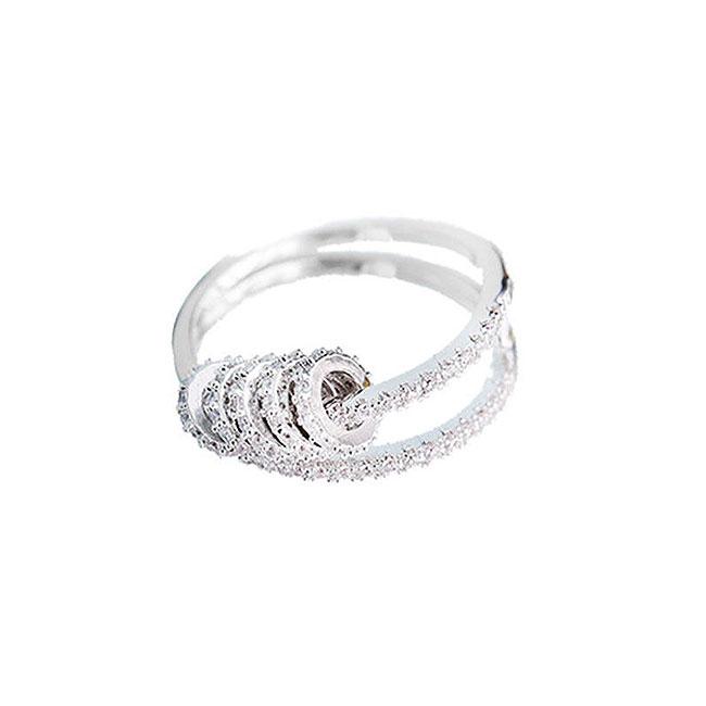 Fashion Double Lines Design Women Exquisite Zircon Flexible Brass Ring