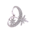 Fashion Irregular Star Moon Pattern Plated Brass Zircon Ring
