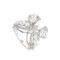 Fashion Good Quality Zircon Pearl Decor Hollow Butterfly Brass Ring