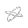 Fashion Classic X Shape Exquisite Zircon Brass Ring