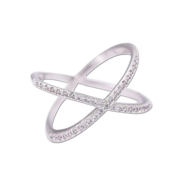 Fashion Classic X Shape Exquisite Zircon Brass Ring
