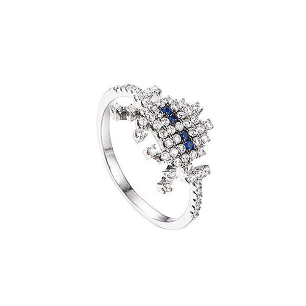 Fashion Unique Robot Shape Women Good Quality Zircon Brass Ring